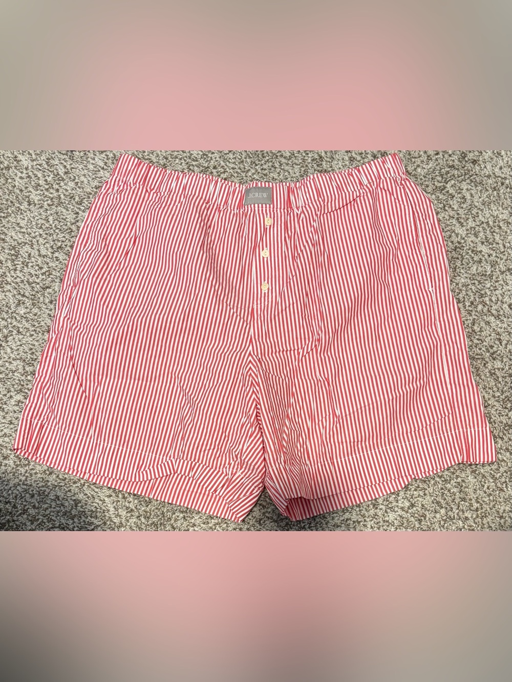 J. Crew Red and White Striped Women Shorts/boxer Medium